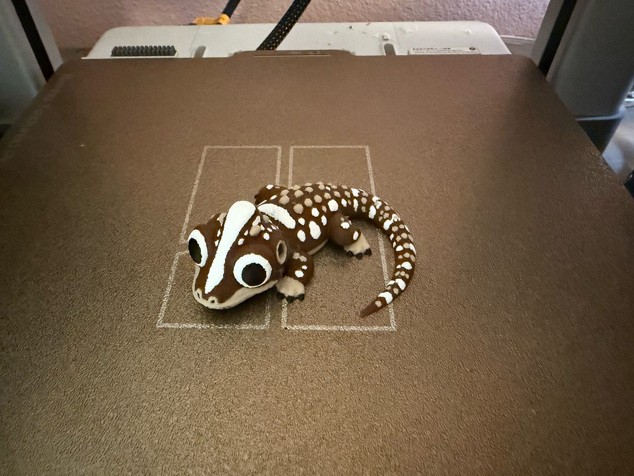 A multi-color printed ackie monitor